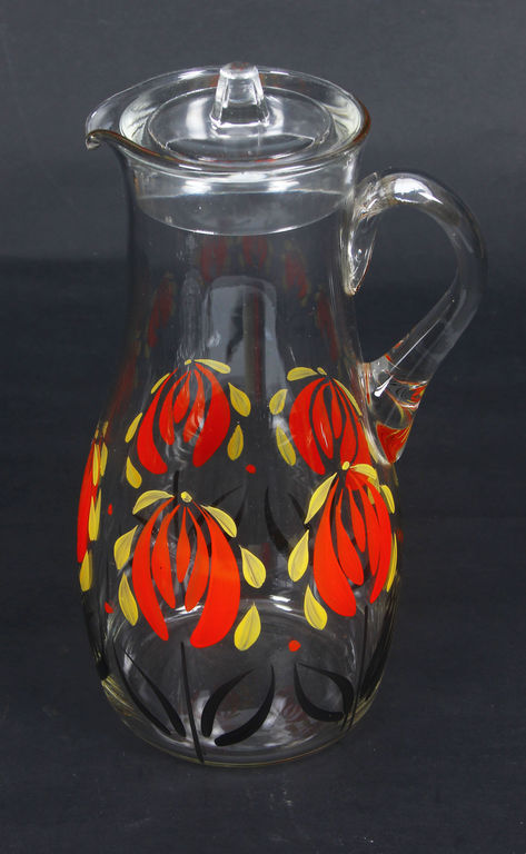 Glass jug with painting