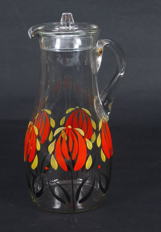 Glass jug with painting