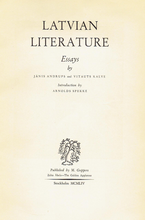 Latvian literature essays, Jānis Andrups un Vitauts Kalve