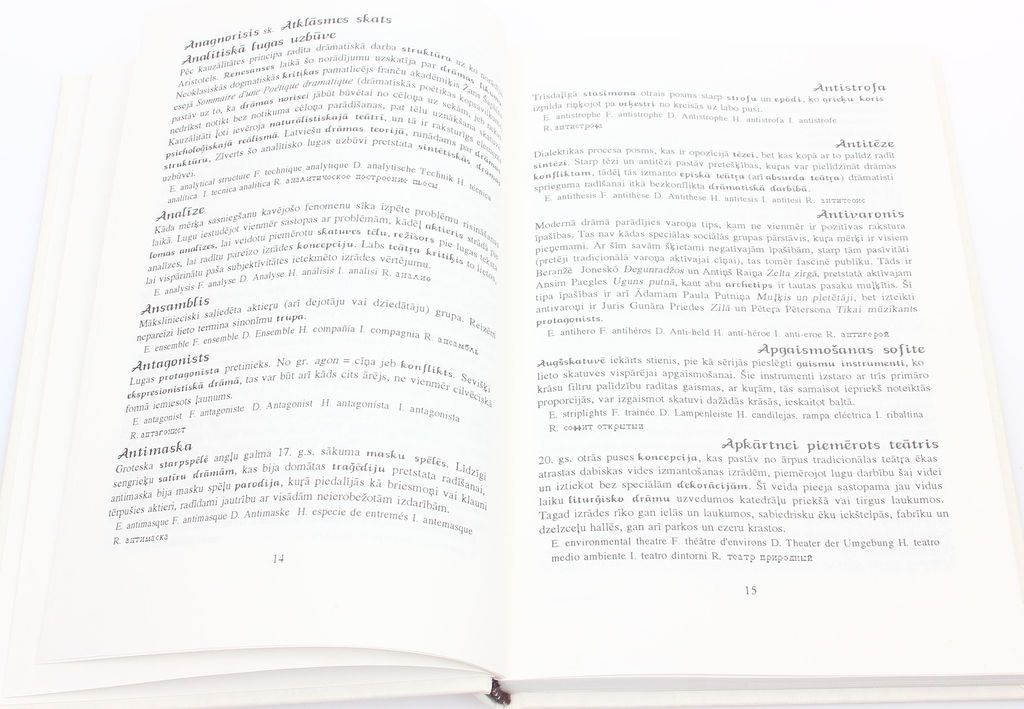 Stage ABC with Glossary of Terms with English, French, German, Spanish, Italian and Russian Translations