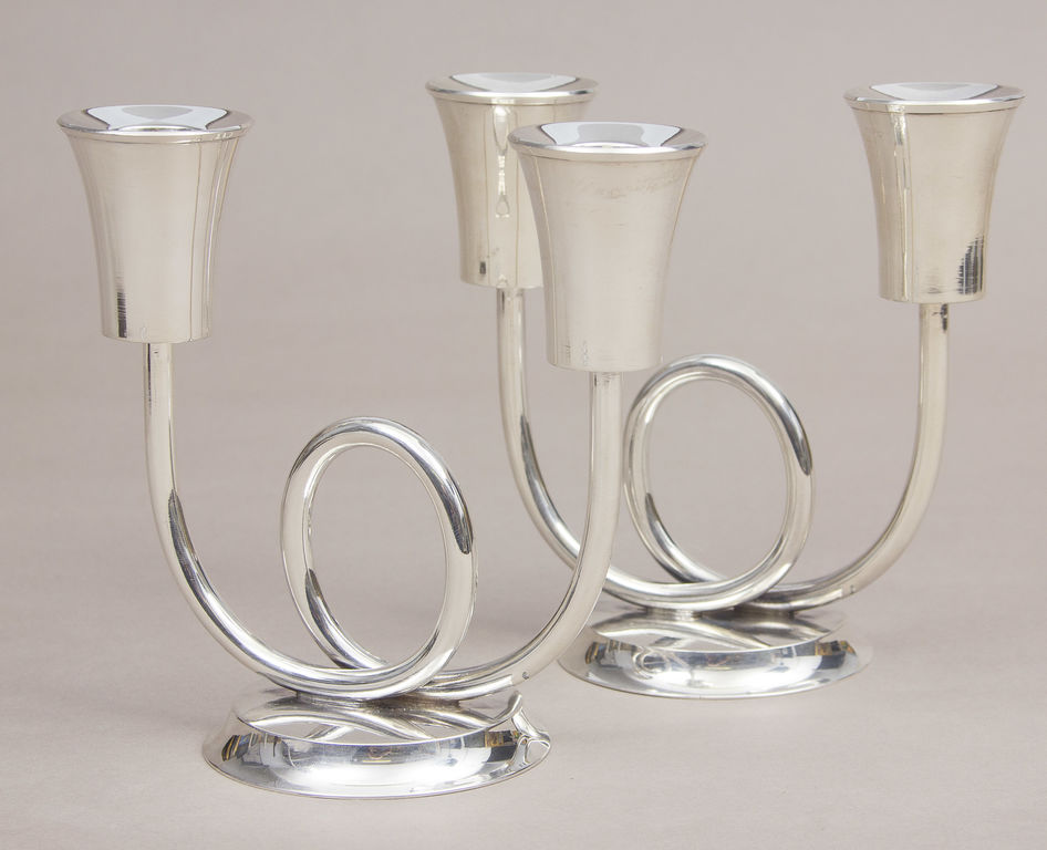 A pair of silver Art Nouveau candlesticks