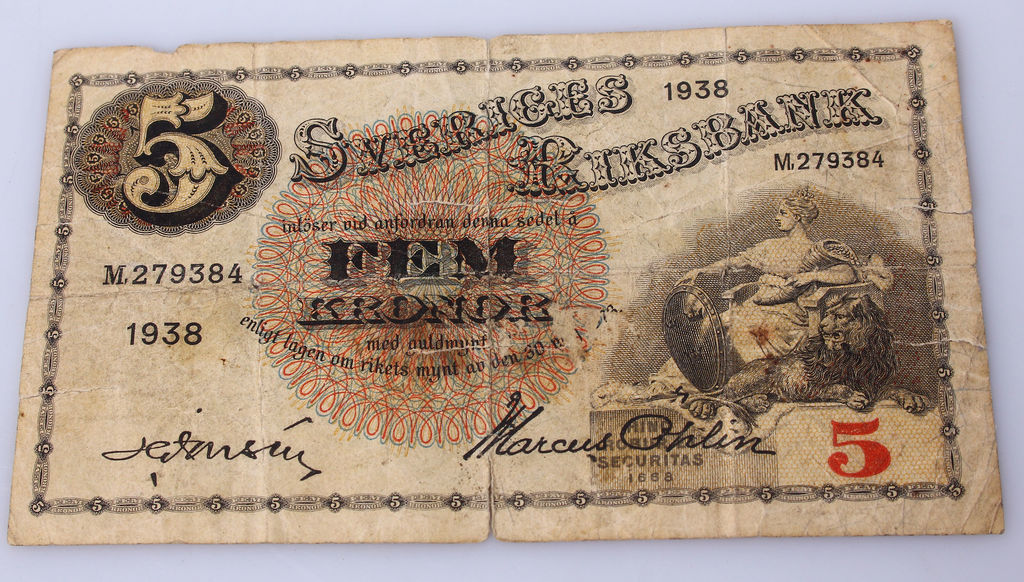 5 kronas banknote