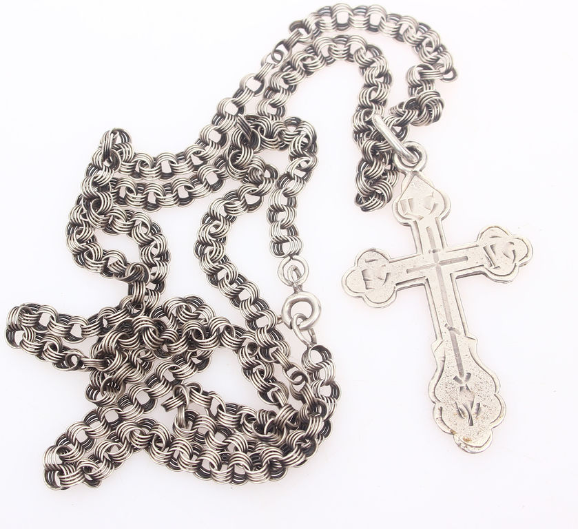 Silver cross with chain