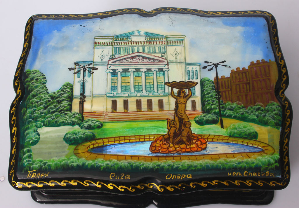 Wooden box with painting 