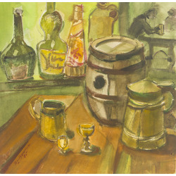 Still life with beer cups
