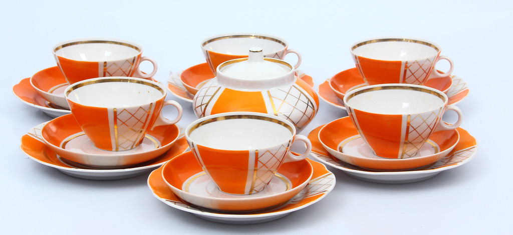 Porcelain tea set for 6 persons (partial - without teapot and milk jug)