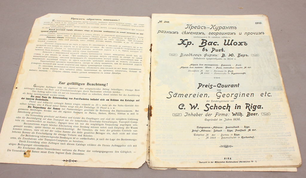 Samen-Catalog von C.W.Schoch Riga