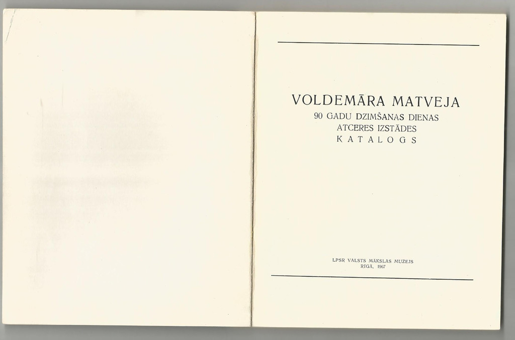 Voldemāra Matveja 90 gadu dzimšanas dienas atceres izstādes katalogs