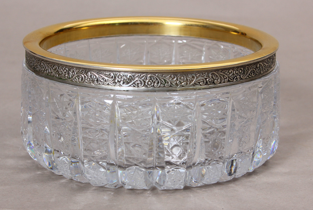 Crystal container with metal finish