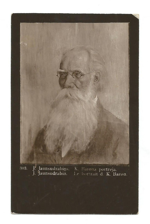 Pastkarte J.Jaunsudrabiņš, K.Barona portrets