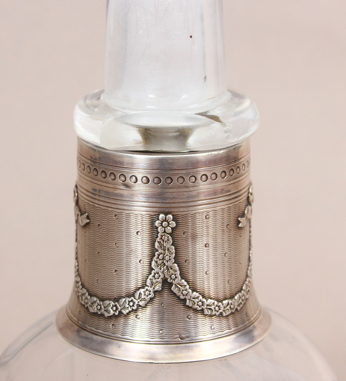 Glass carafe with silver finish