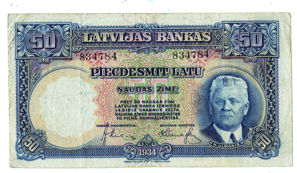 Банкнота 50 латов 1934