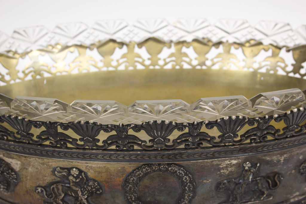 Серебряная ваза для фруктами в стиле бидермейер (со стеклом)