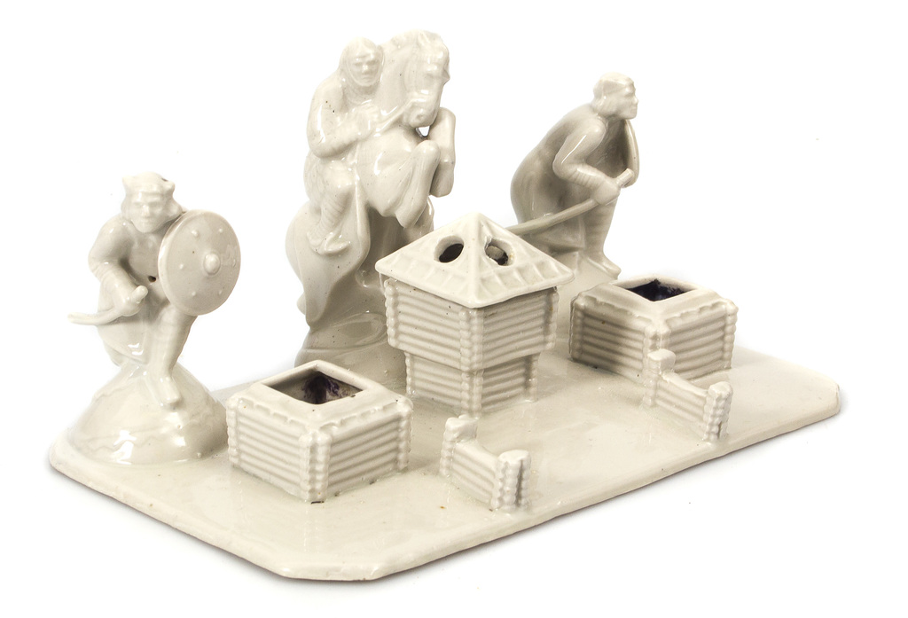 Porcelain ink with chess figurines in national style