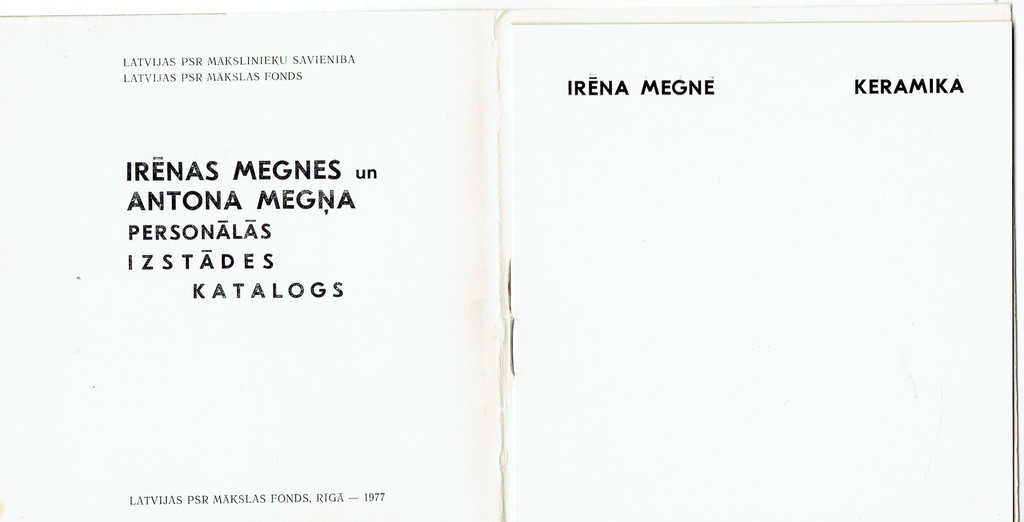 Irēnas Megnes  un Antona Megņa personālās izstādes katalogs 
