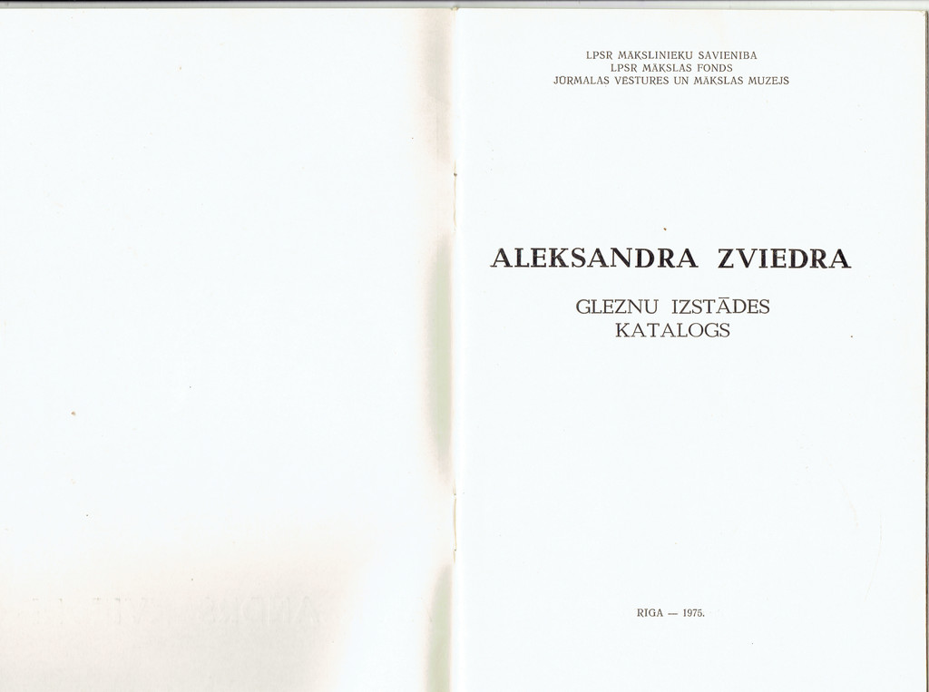 Aleksanda  Zviedra gleznu izstādes katalogs