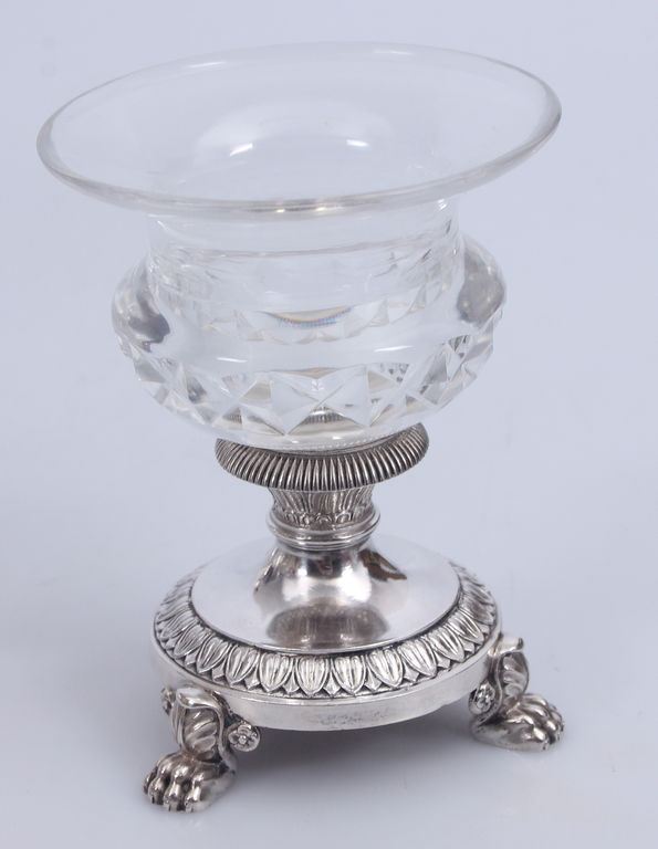 Silver spice bowl with glass