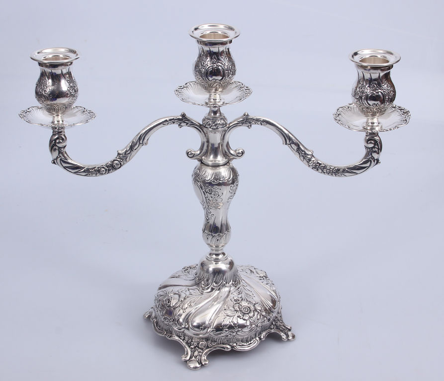 Silver candle holder for three candles