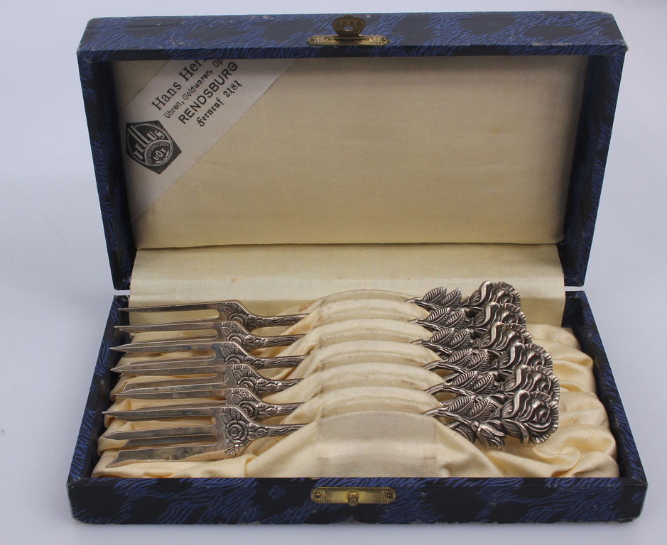 Set of silver dessert forks in original box 6 pcs.