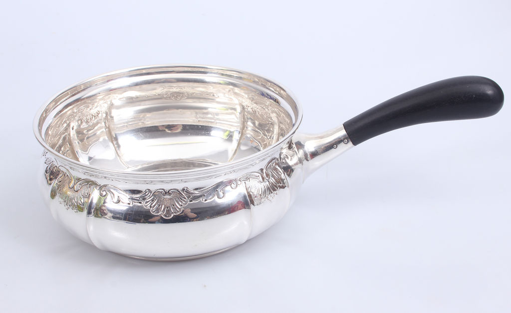 Silver bowl with wooden handle