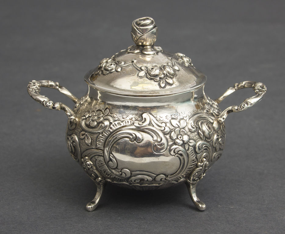 Silver sugar bowl with lid