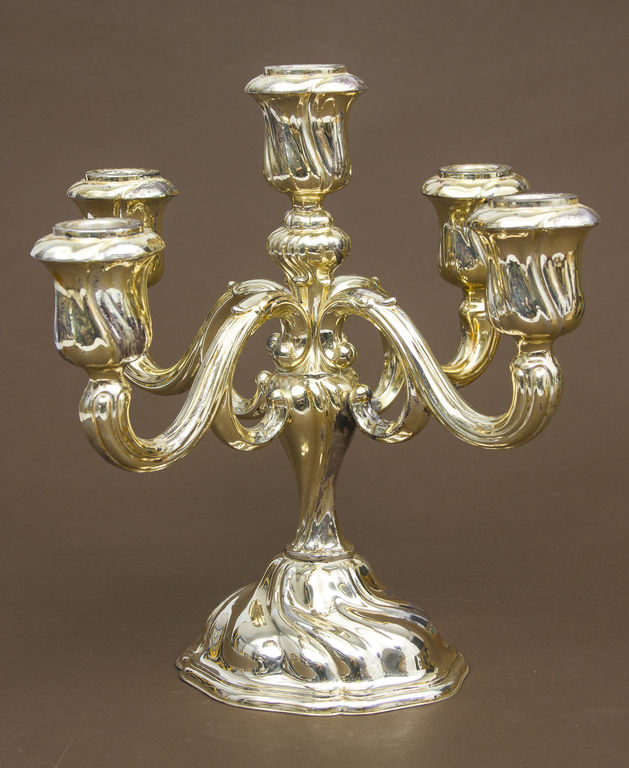 Silver candle holder for five candles
