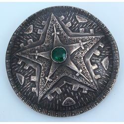 SIlver brooch with green stone 