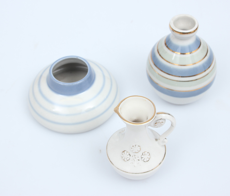 Porcelain set - 2 vases, 1 jug with gilding