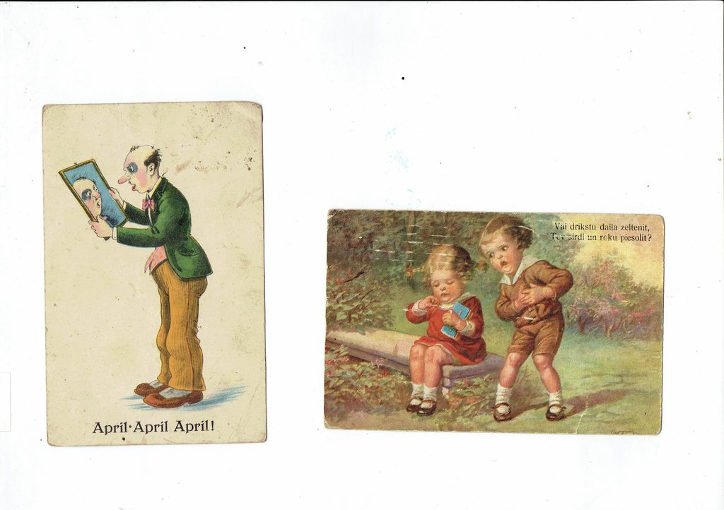 4 colored postcards