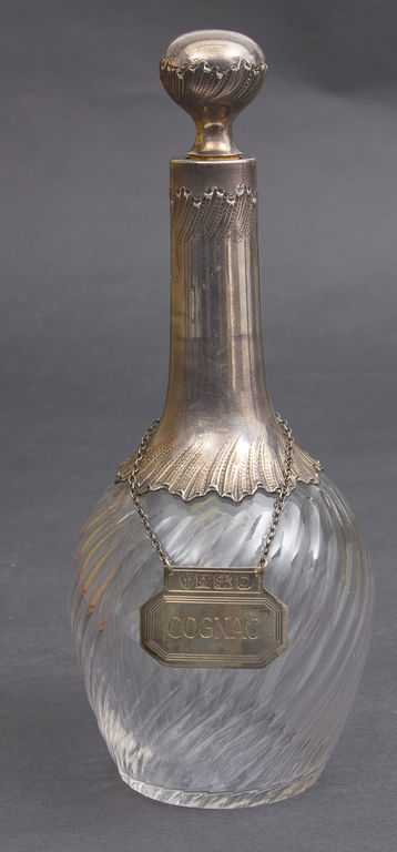 Glass decanter with silver finish