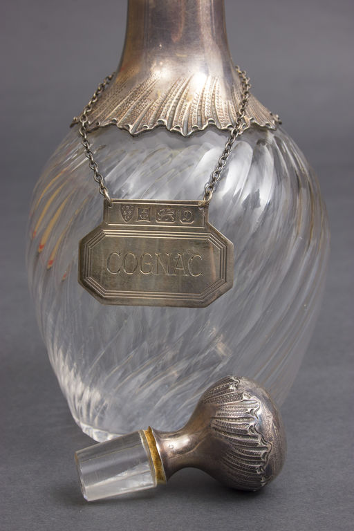 Glass decanter with silver finish