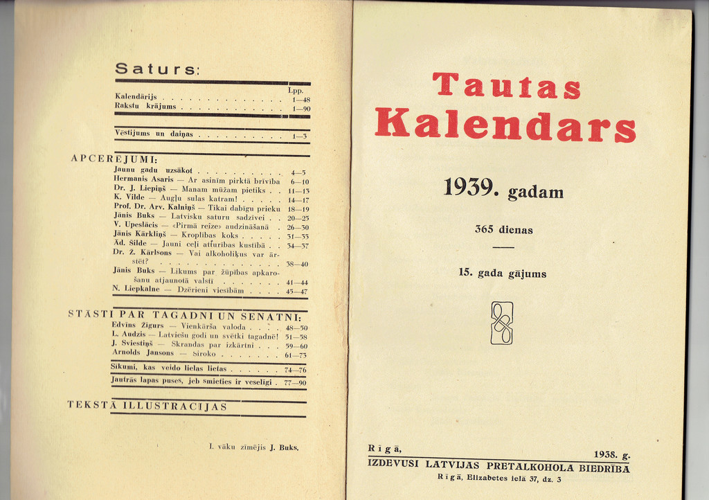 Tautas kalendārs 1939