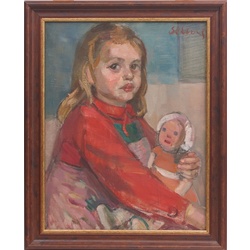 A girl with a doll