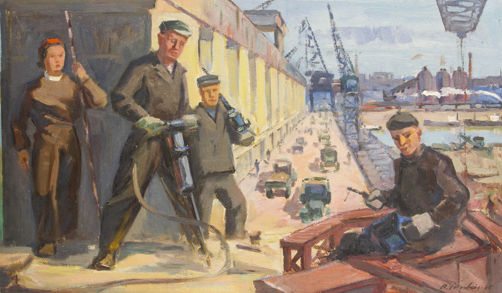 Workers at the port