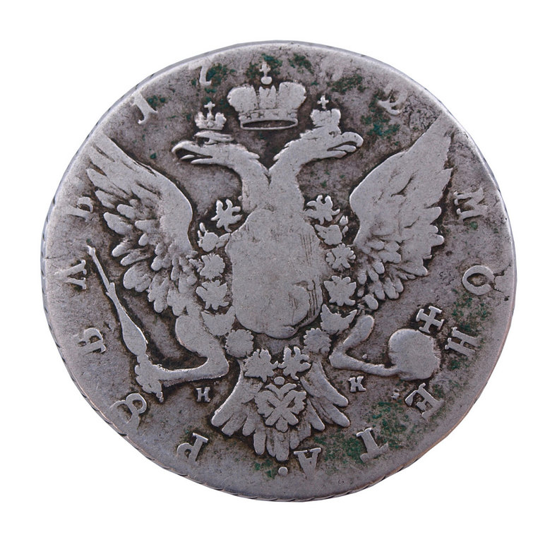 Серебряная монета 1 рубль, 1762 год