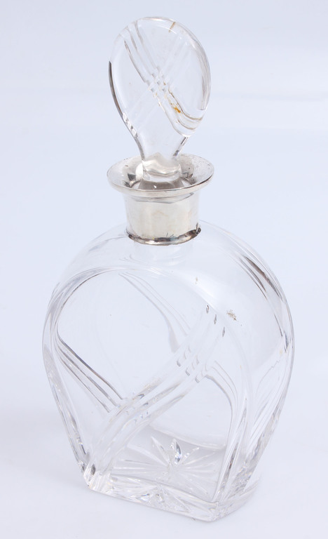 Crystal cognac decanter with silver finish