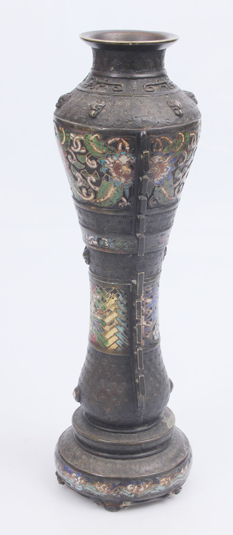 Bronze vase with multicolour enamel