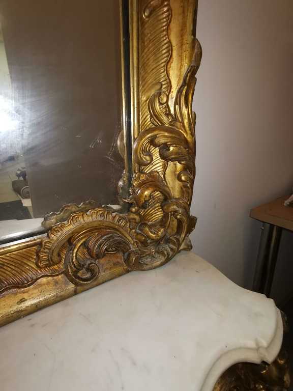 Mirror with marble table