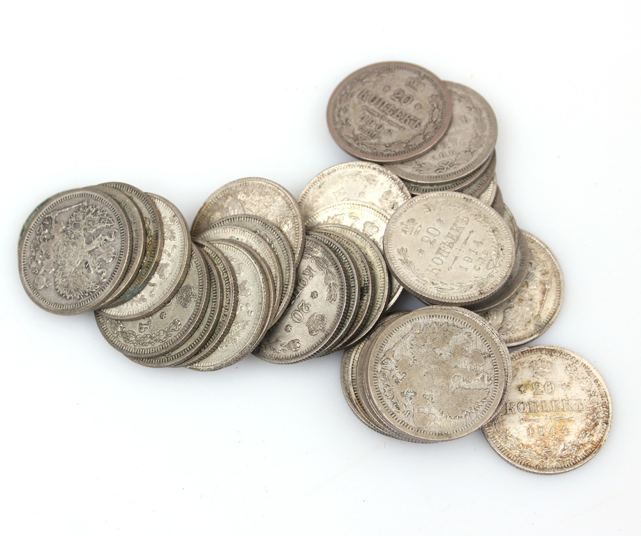 Silver 20 kopeck coins (40 pieces)