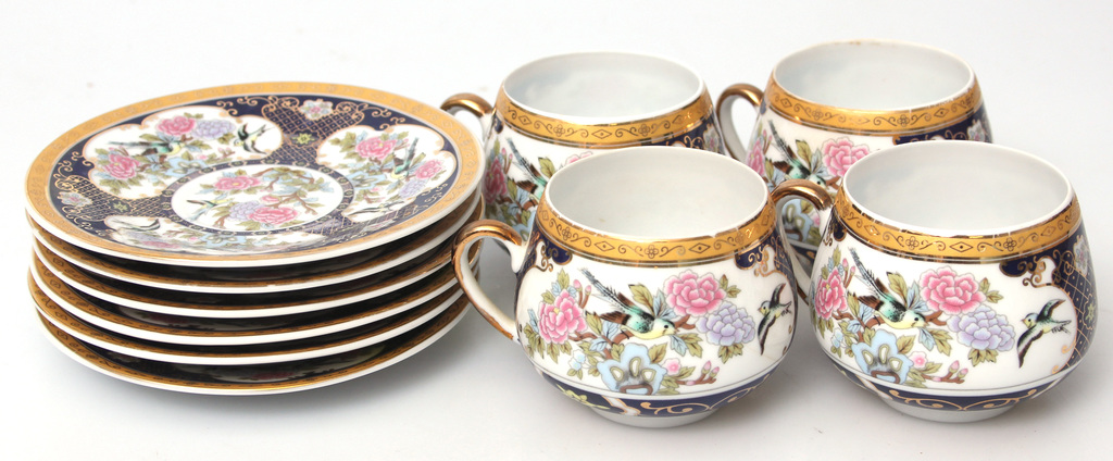 Porcelain set - 6 saucers, 4 cups