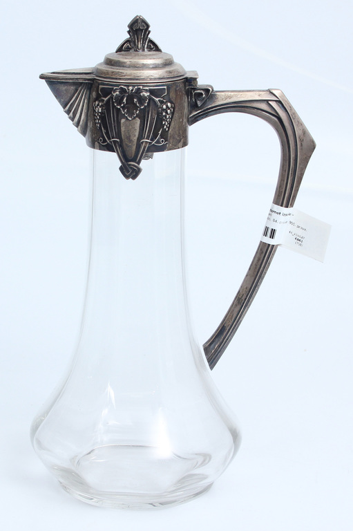 Glass pitcher with silver finish