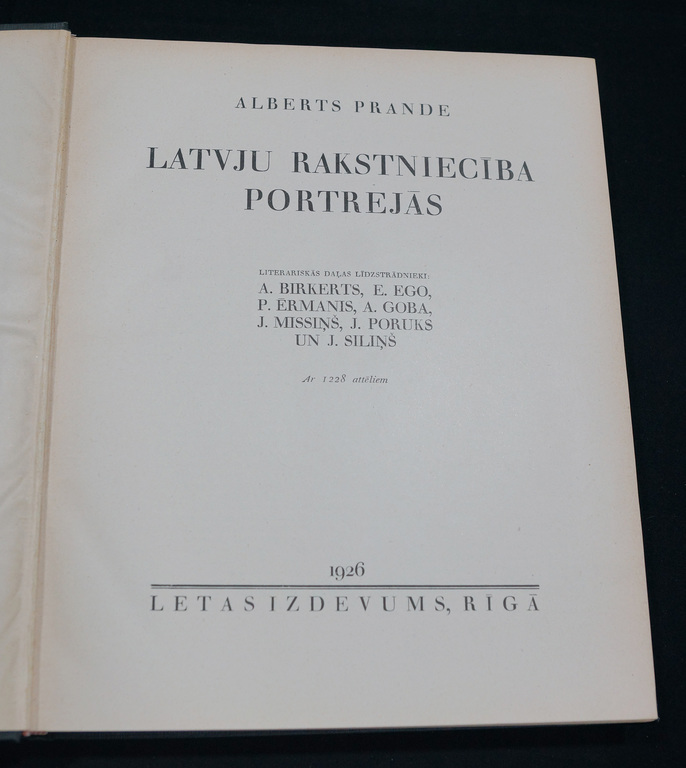 Alberts Prande, Latvju rakstniecība portrejās