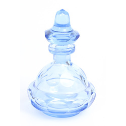 Light blue glass perfume bottle