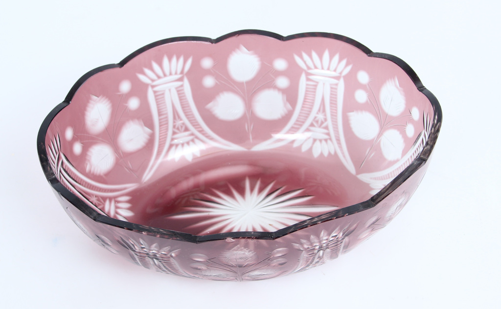 Oval colorful glass bowl
