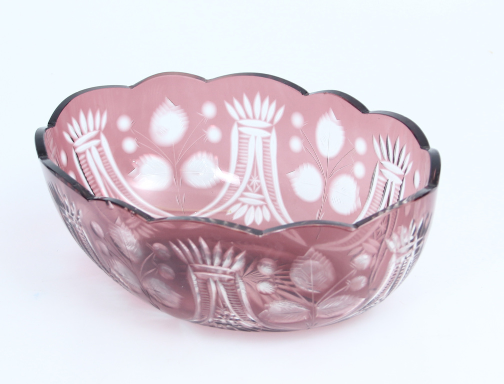 Oval colorful glass bowl