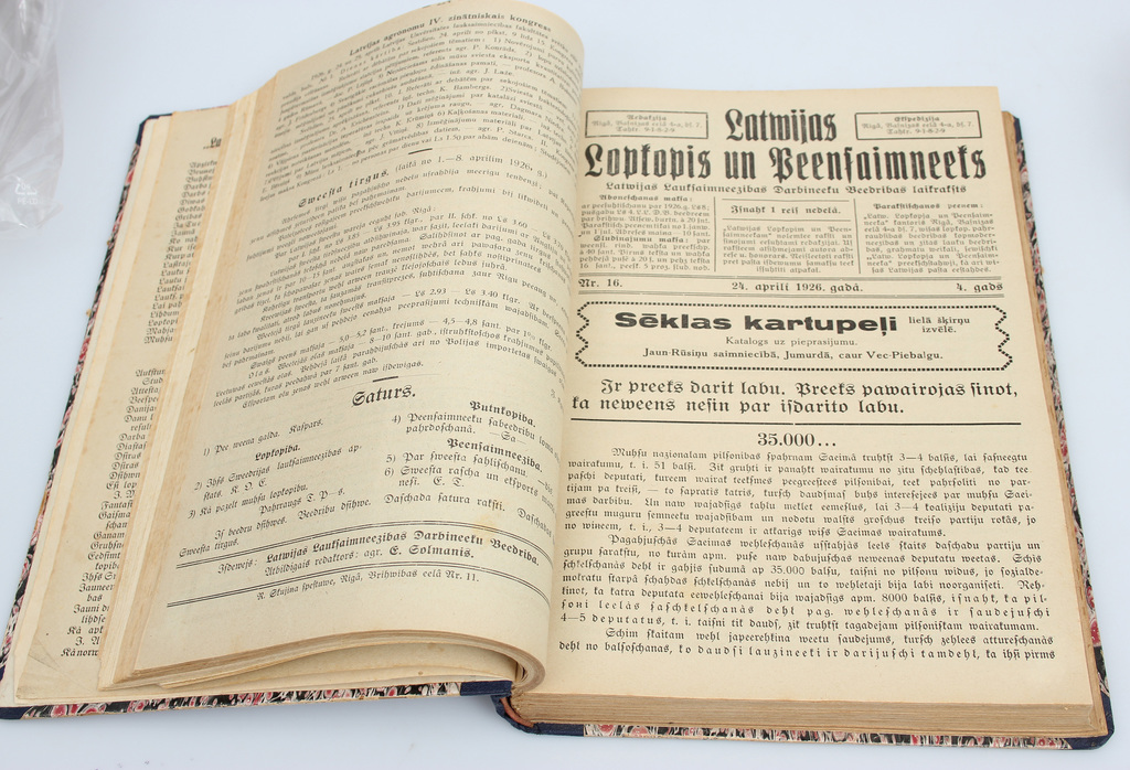 Latvian Agricultural Workers' Union Weekly newspaper 