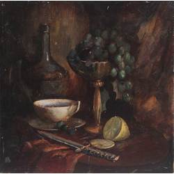 Still life with dishes and knife