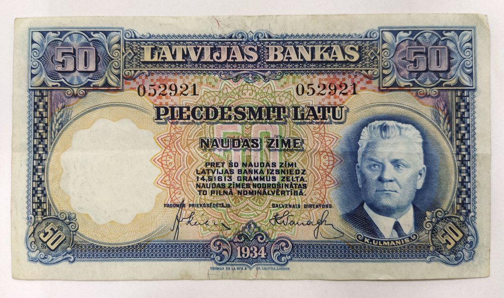 50 latu naudas zīme 1934