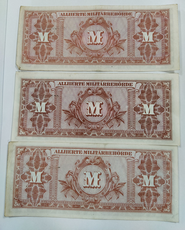 Banknotes of the German mark 1944 - 20, 50, 100
