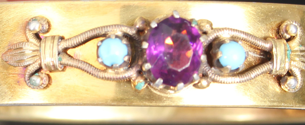 Sterling silver brooch with amethyst, turquoise
